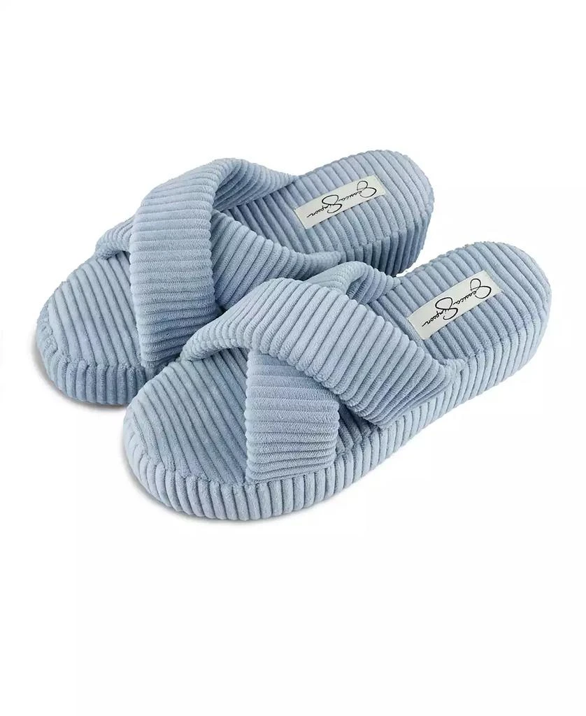 Jessica Simpson Women's Ribbed Terry Cross Band Slide Platform Slipper 4