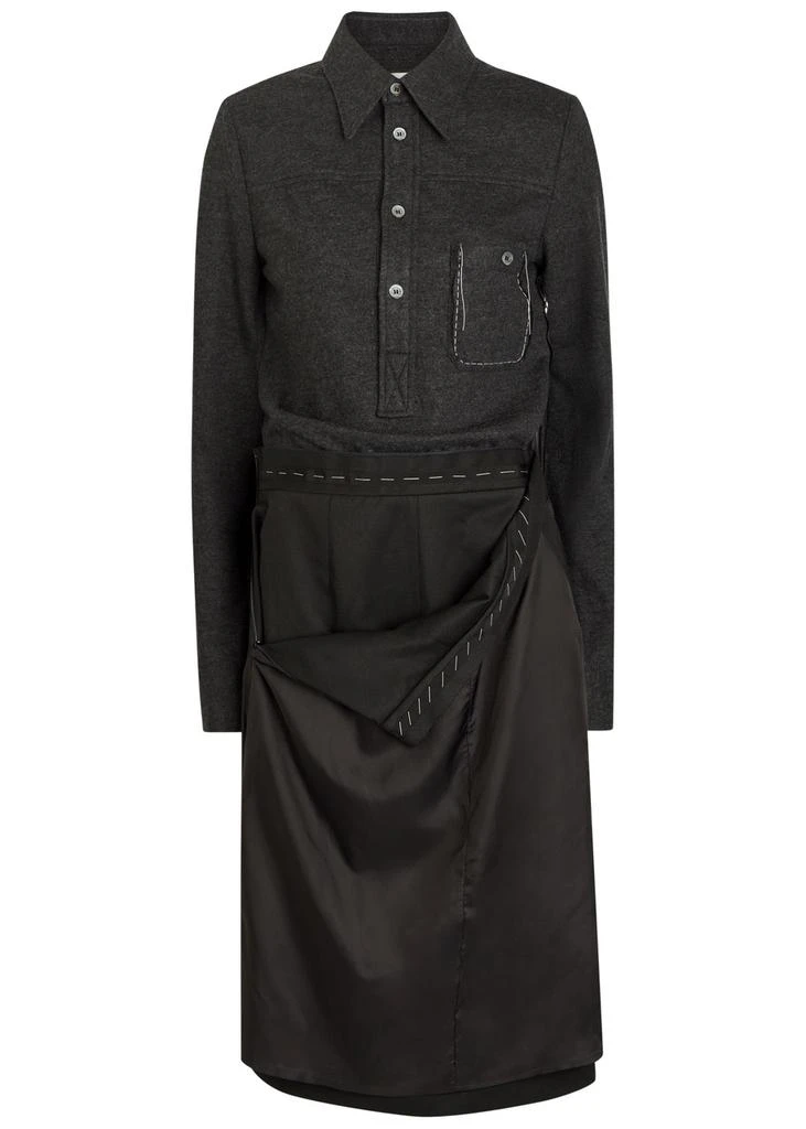 MAISON MARGIELA Wool and shell midi shirt dress 1