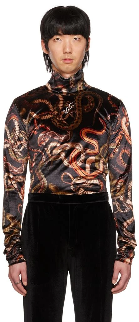 LU'U DAN Black Snake Print Turtleneck 1