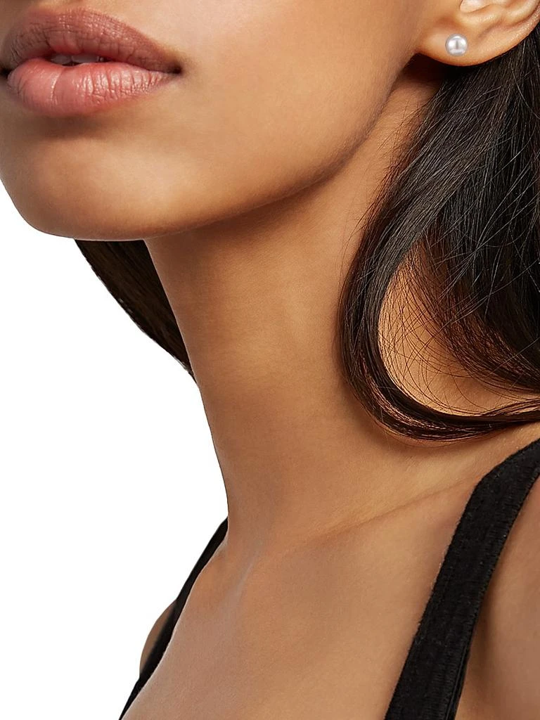 Mikimoto 8MM White Cultured Akoya Pearl & 18K White Gold Earrings 2