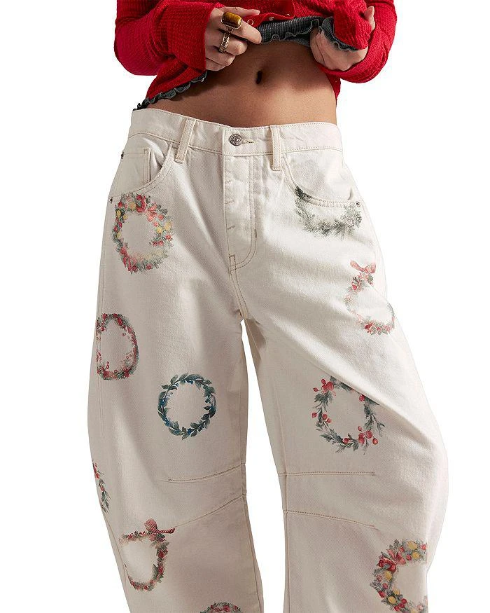 Free People Good Luck Printed Relaxed Jeans in Watercolor 4