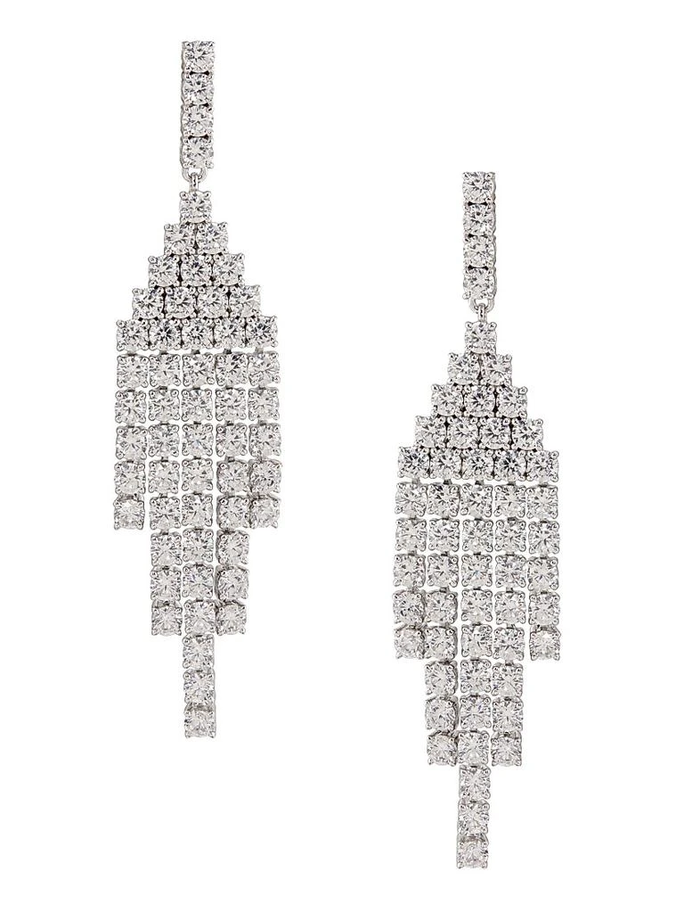 Adriana Orsini Diana Rhodium-Plated & Cubic Zirconia Chandelier Earrings 1