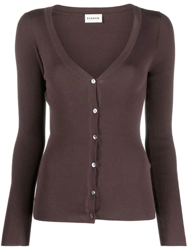 P.A.R.O.S.H. P.A.R.O.S.H. Ribbed Cotton-Blend Cardigan 1