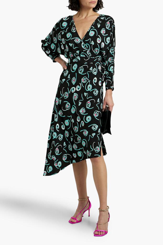 Diane von Furstenberg Eloise asymmetric jacquard midi wrap dress