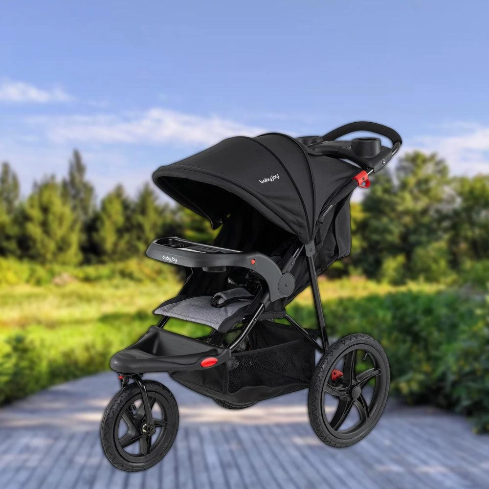 Hivvago Compact Jogging Stroller with Removable Tray and Pneumatic Rubber Tires