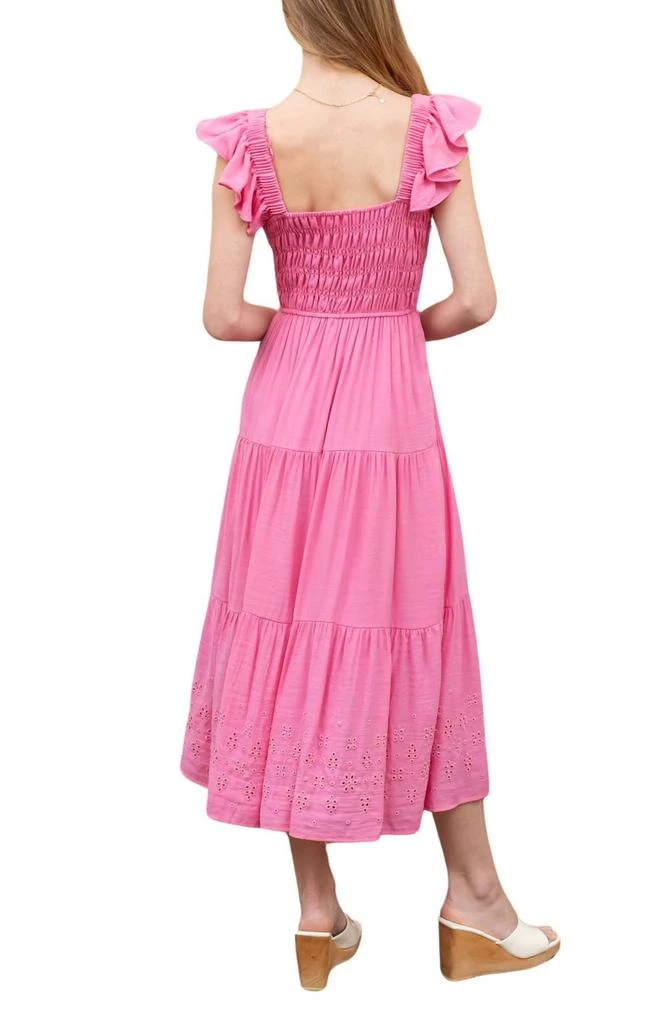 Blu Pepper Eyelet Flutter Sleeve Midi Dress 2