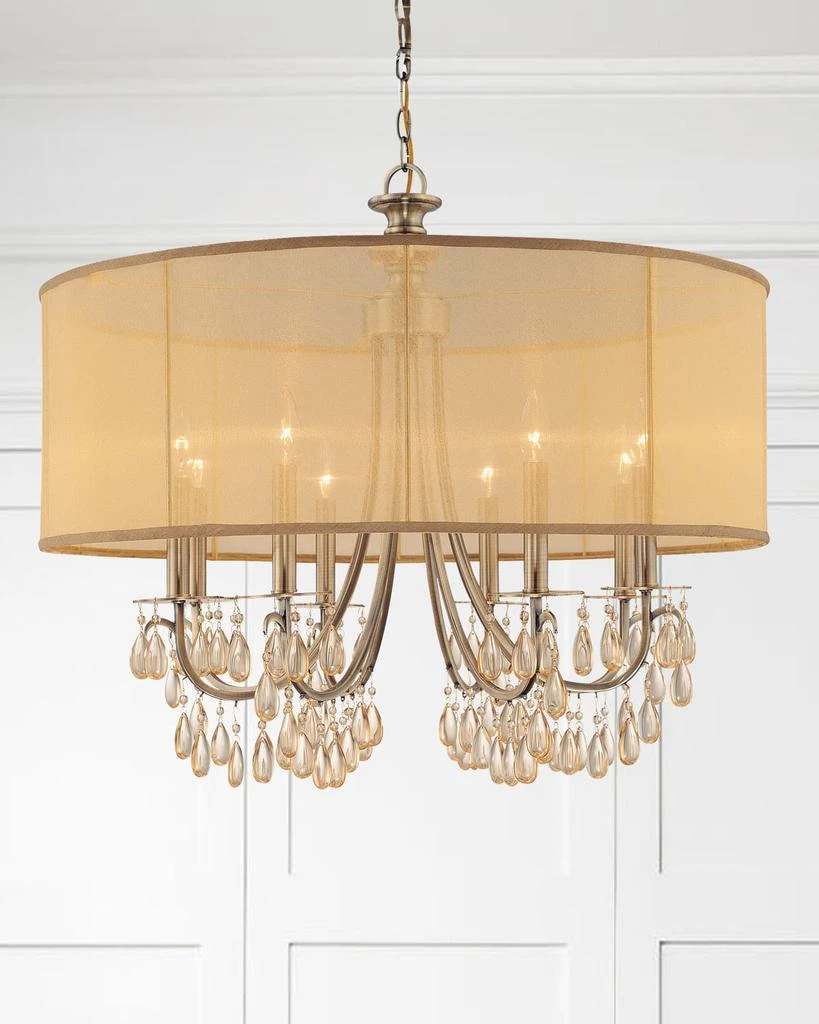 Crystorama Hampton 8-Light Drum Shade Brass Chandelier 2