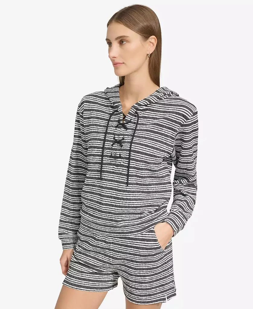Marc New York by Andrew Marc Women's Heritage Striped Lace-Up Hoodie 3