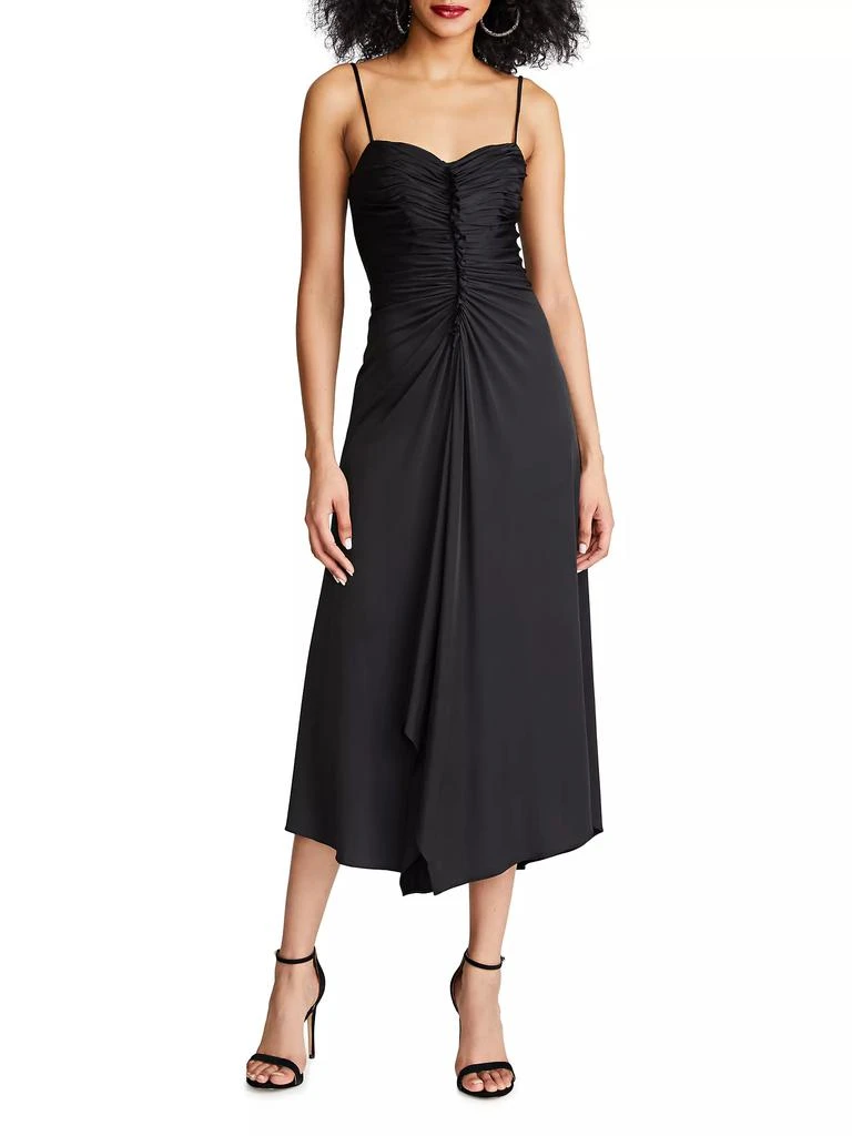 HALSTON Nadine Ruched Sheer-Jersey Midi-Dress 2