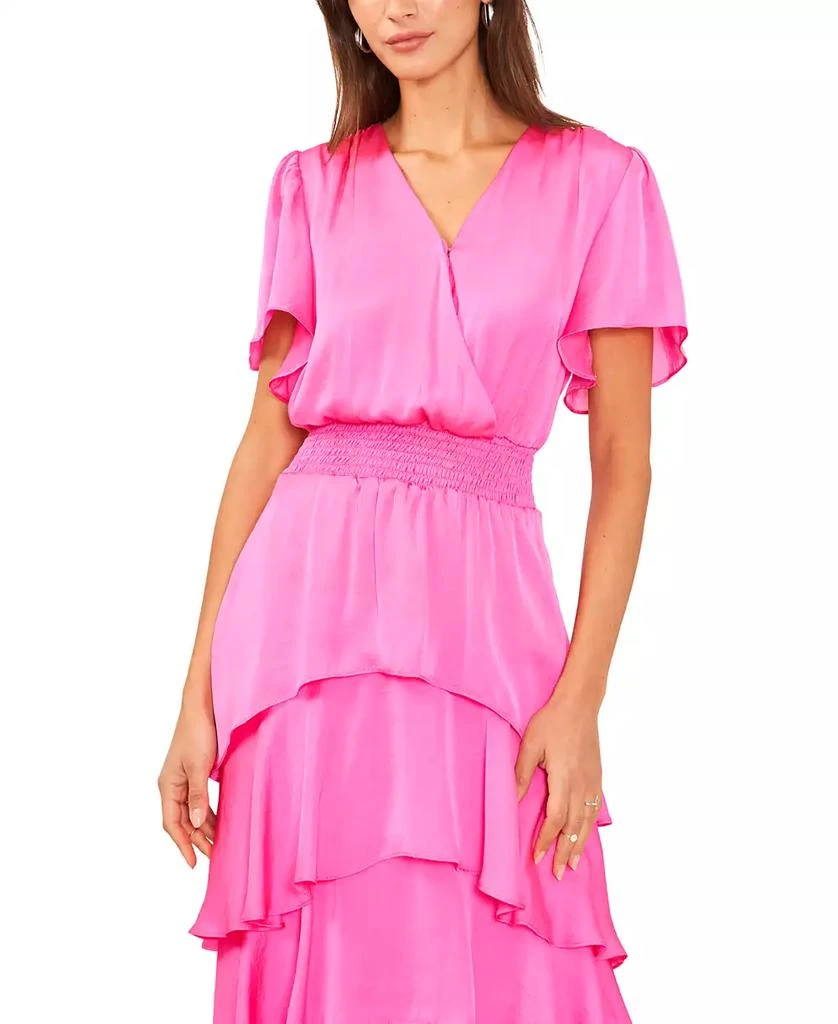 Vince Camuto Women's V-Neck Smock Waist Tiered Layer Dress 3