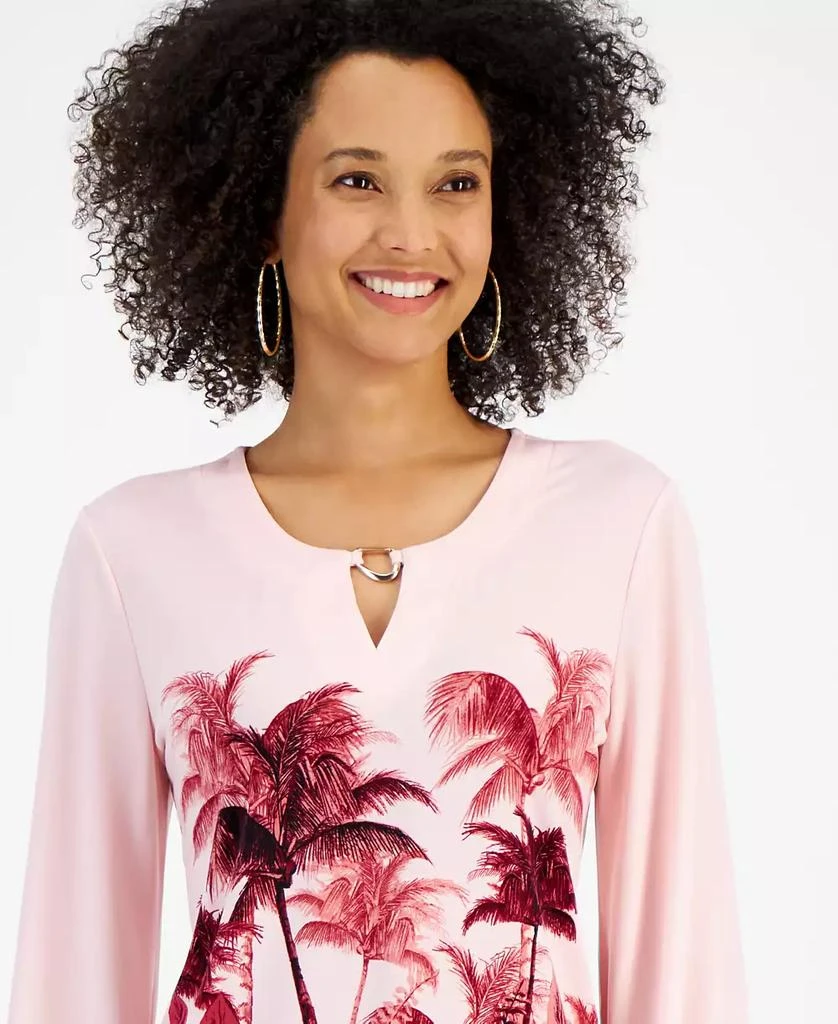JM Collection Women's Oasis Palm Chain-Trim Top, Created for Macy's 3