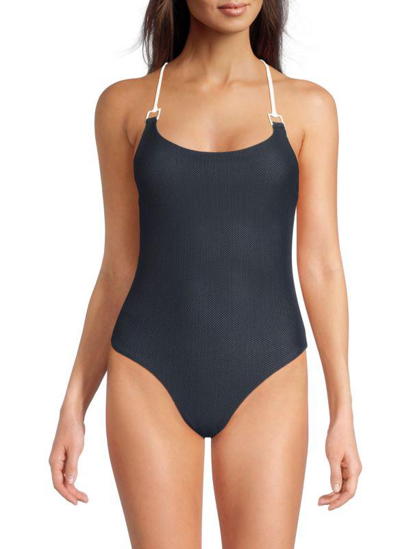 Square Neck High Coverage One Piece Swimsuit In Green – On