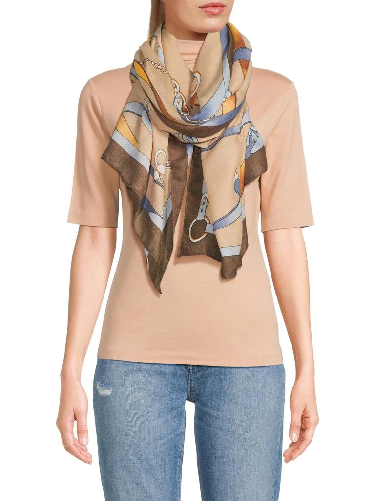 La Fiorentina Chain Print Satin Scarf 1