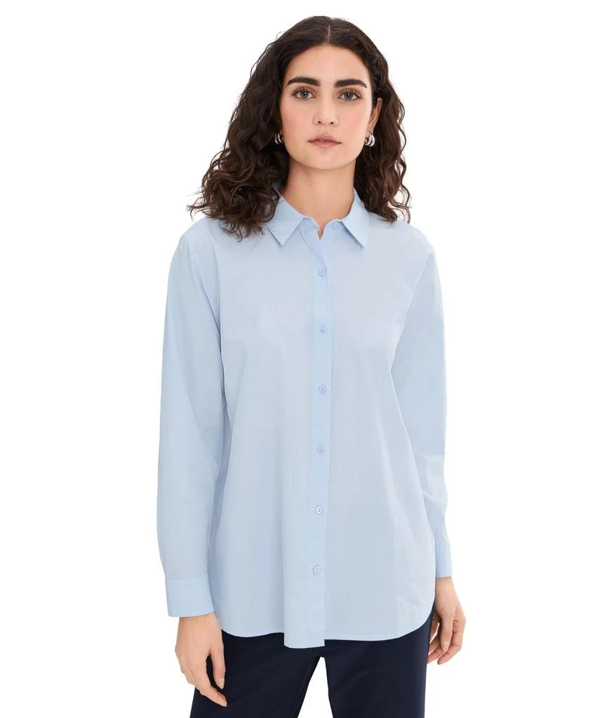 Eileen Fisher Organic Cotton Poplin Classic Collar Long Shirt