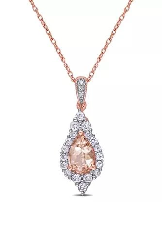 Belk 
Co. 5/8 ct. t.w. Morganite, 1/2 ct. t.w Sapphire, and 1/10 ct. t.w. Diamond Drop Pendant with Chain in 10K Rose Gold