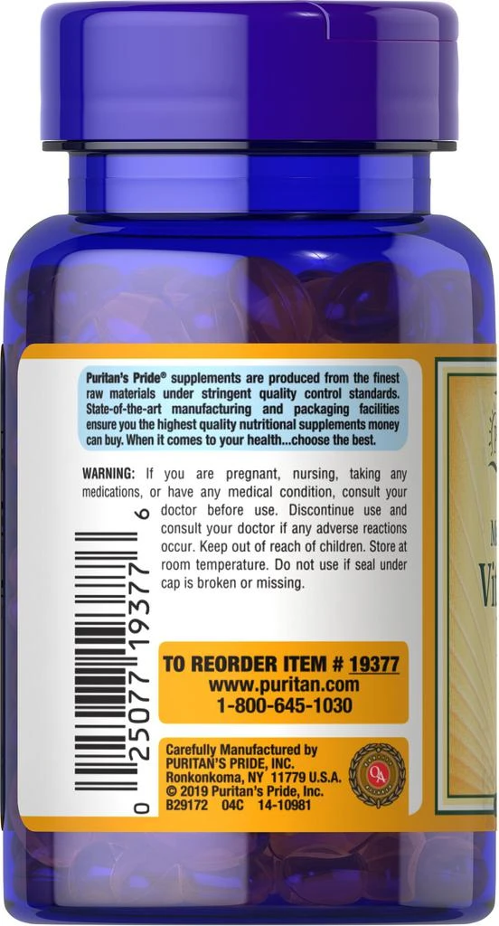 Puritan's Pride Vitamin D3 125 mcg (5000 IU) 100 Softgels 5