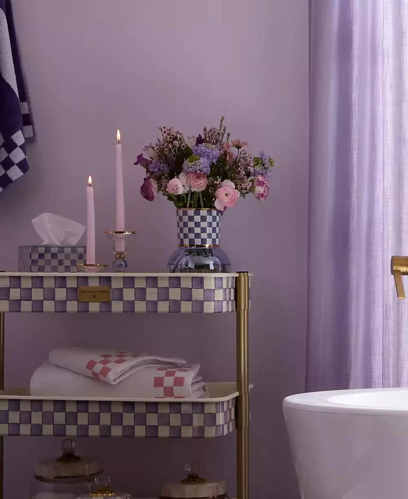 MacKenzie-Childs Violet Check Glass Vase 3