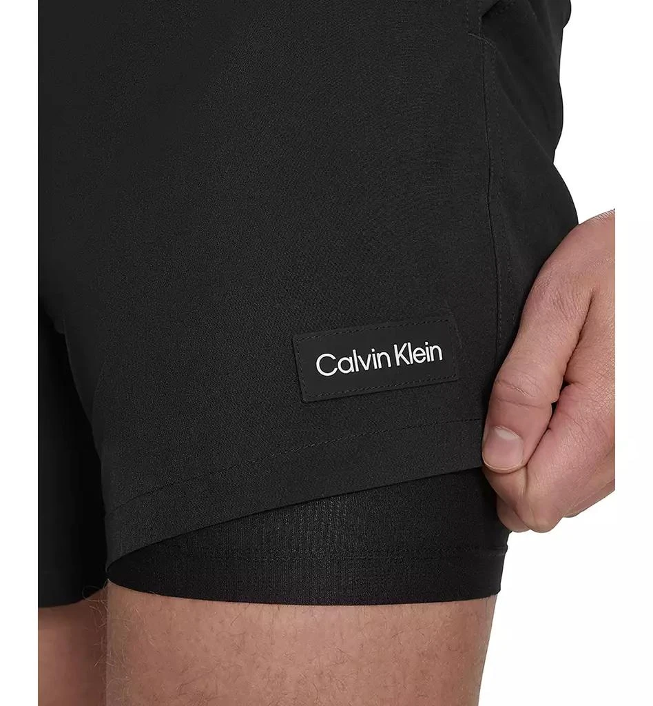 Calvin Klein Men's Core Euro Regular-Fit Quick-Dry 5" Swim Trunks with Compression Short Liner 5