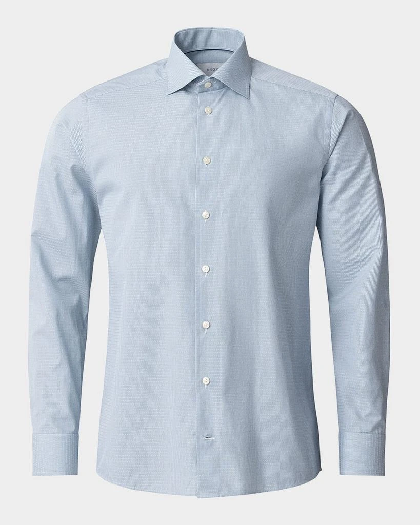 Eton Men's Signature Dobby Contemporary-Fit Dress Shirt, Blue, Men's, 18, Shirts Tops Formal & Evening Dress Shirts