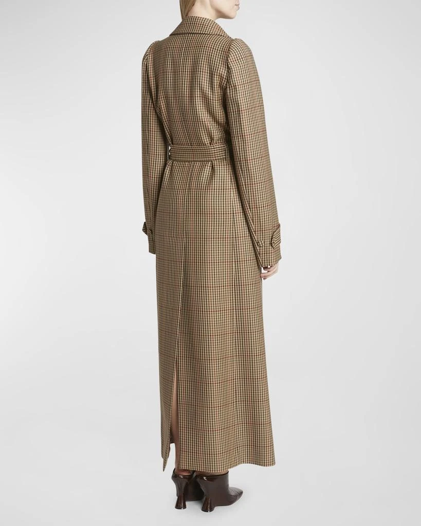 Dries Van Noten Remis Wool Check Belted Trench Coat 4