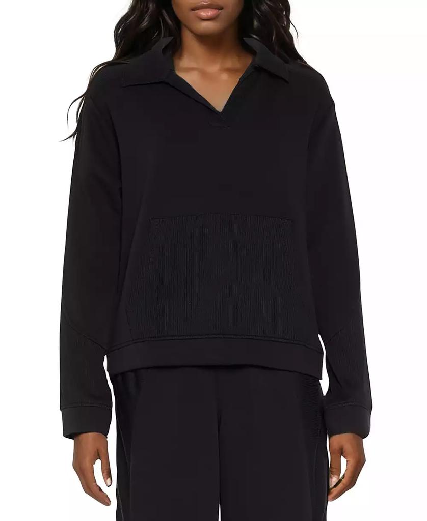 Three Dots Women's Kendra Collared V-Neck Long-Sleeve Top