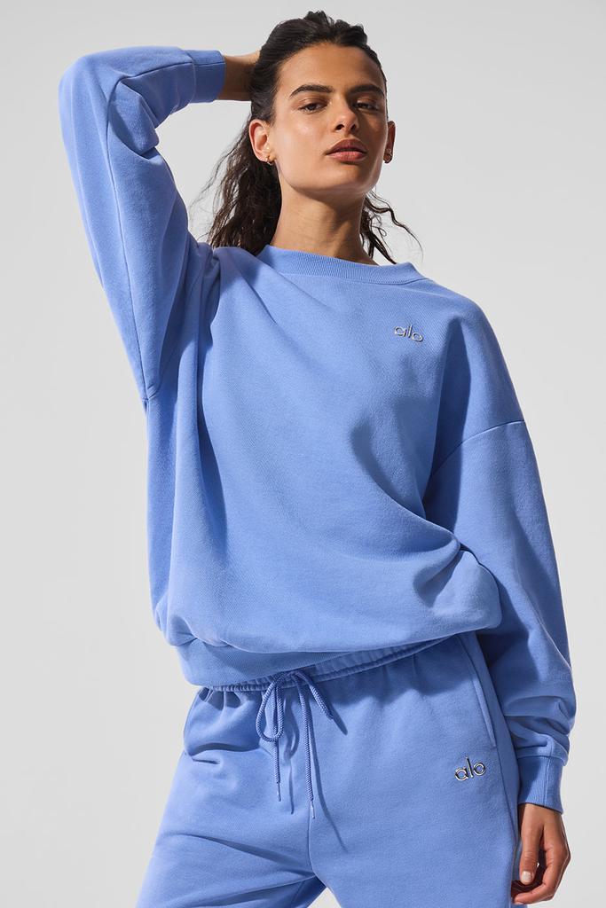 Alo Accolade Crew Neck Pullover - Crystal Clear Blue - Hoodies