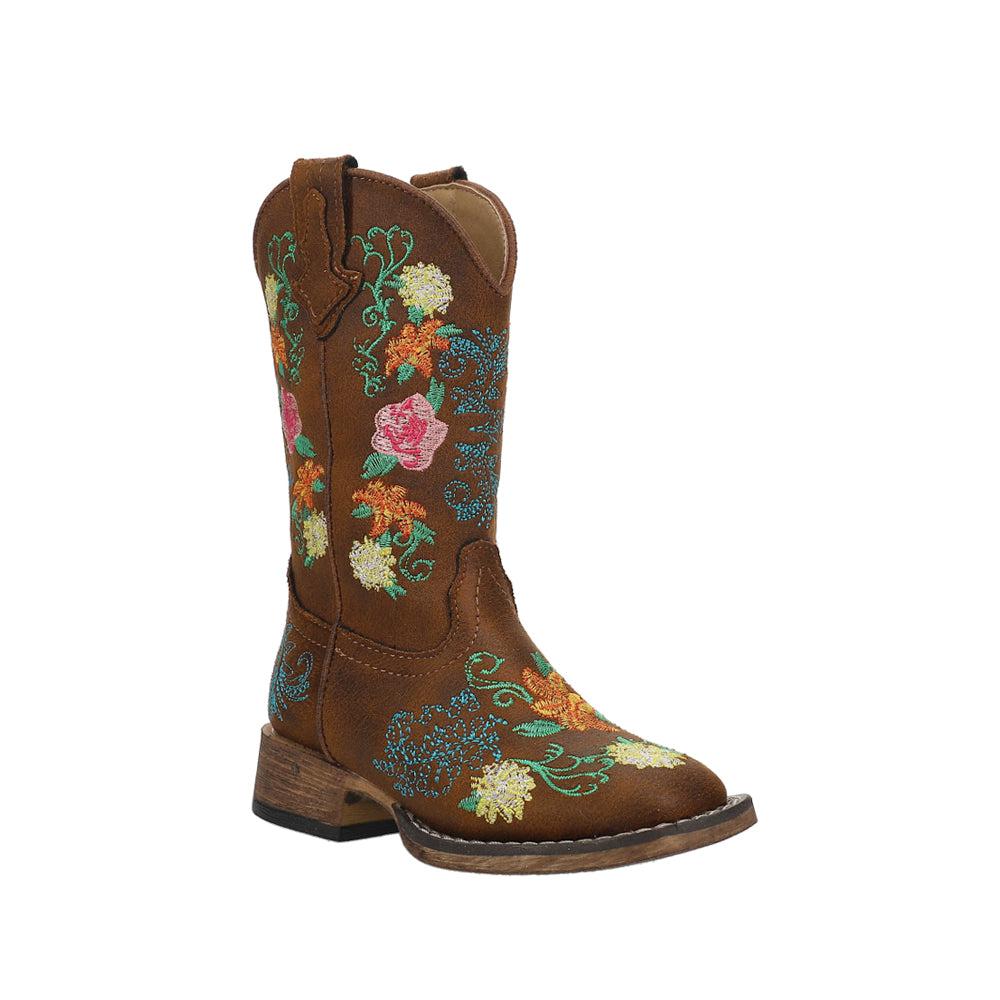 Roper Bailey Floral Square Toe Cowboy Boots (Little Kid-Big Kid)