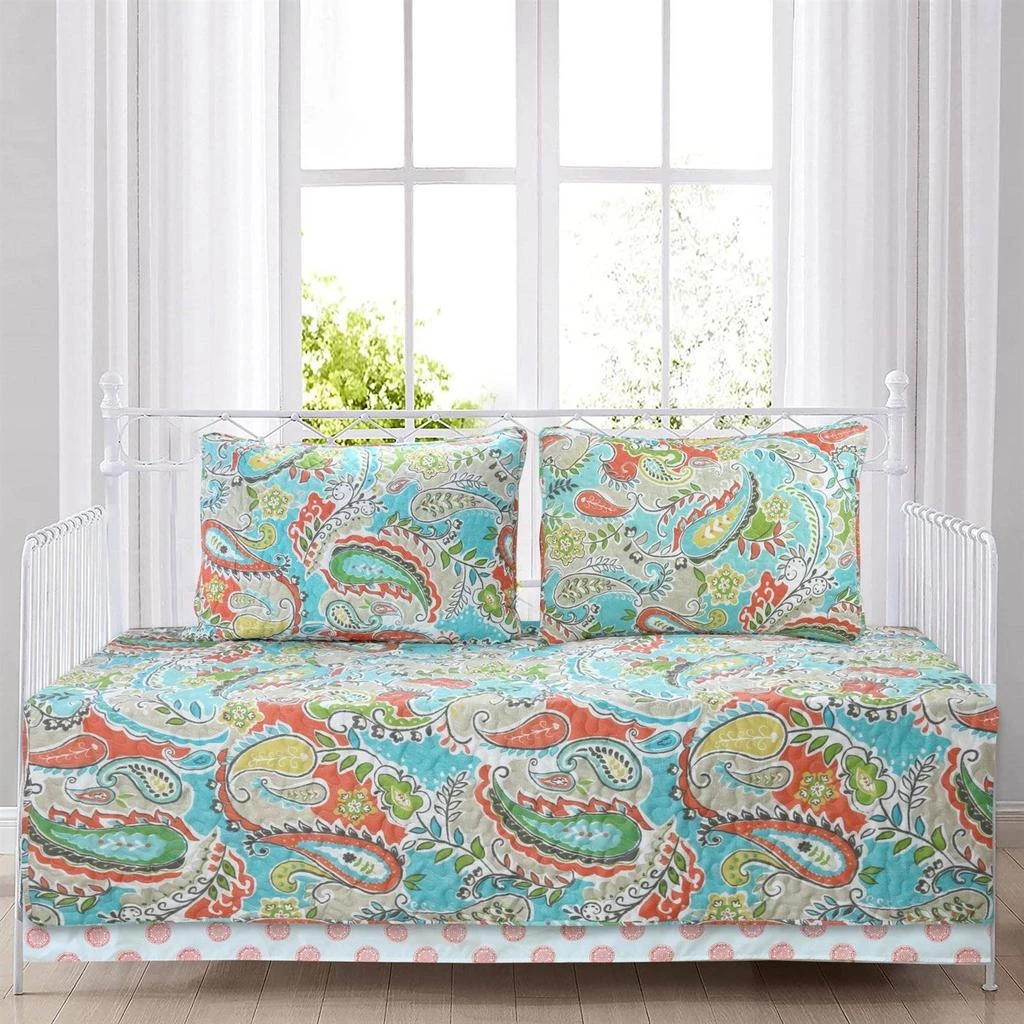 Hivvago Aqua Paisley Floral 4 Piece Daybed Cover Set 1