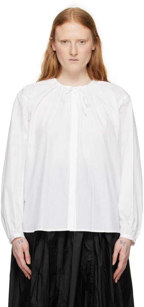 AMOMENTO White Shirred Blouse 1