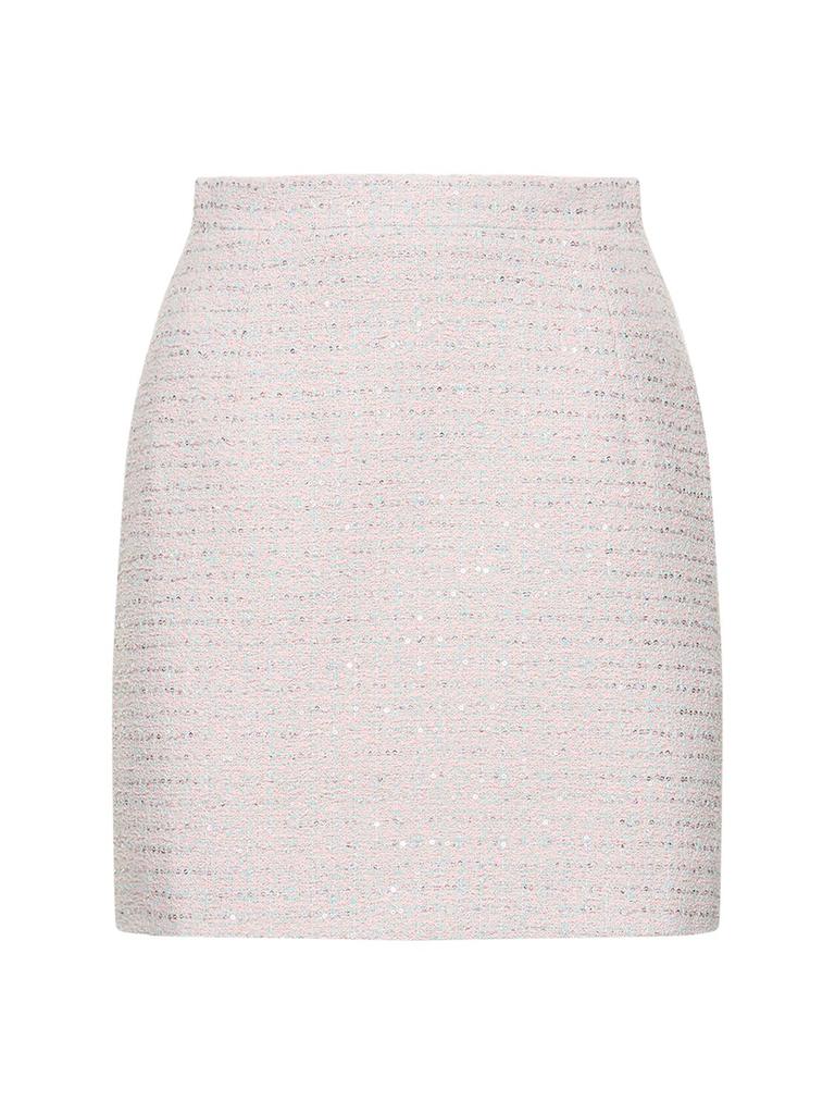 スカート ALESSANDRA RICH Light-Blue Tweed Mini Skirt Alessandra Rich Light Blue Sequin-embellished Tweed Mini