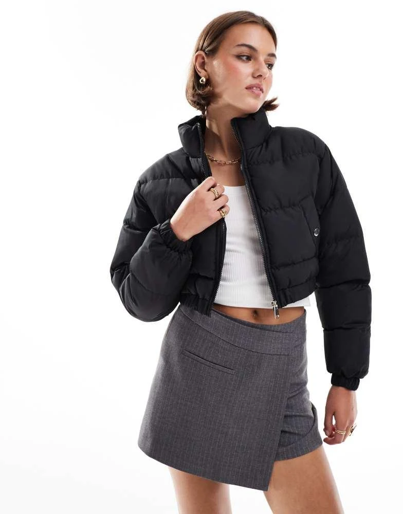 Brave Soul Brave Soul cropped puffer jacket in black 1