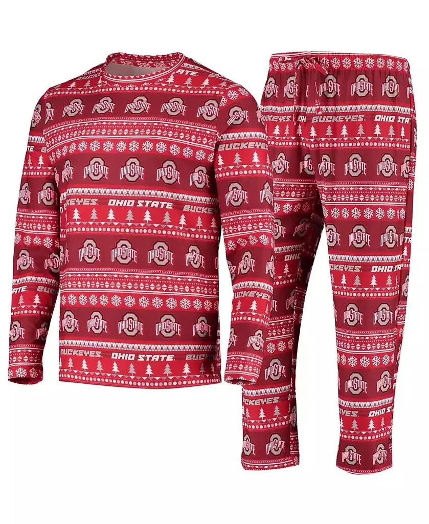 Concepts Sport Men's Scarlet Ohio State Buckeyes Ugly Sweater Knit Long Sleeve Top and Pant Set 1
