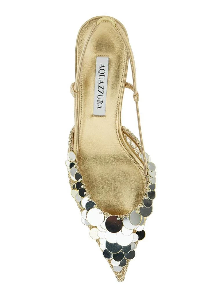 Aquazzura 'Can Can' Metallic Slingback Pumps Sequin Embellishments In Leather Woman 4
