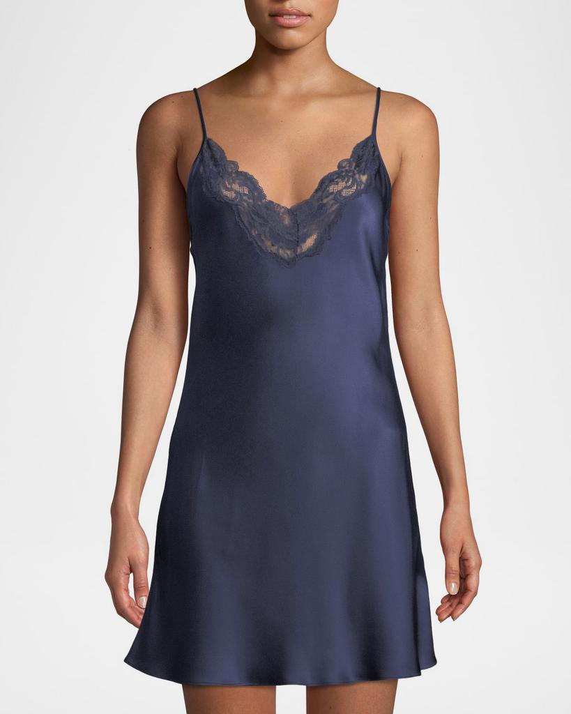 Christine Lingerie Bijoux Lace-Trim Silk Chemise