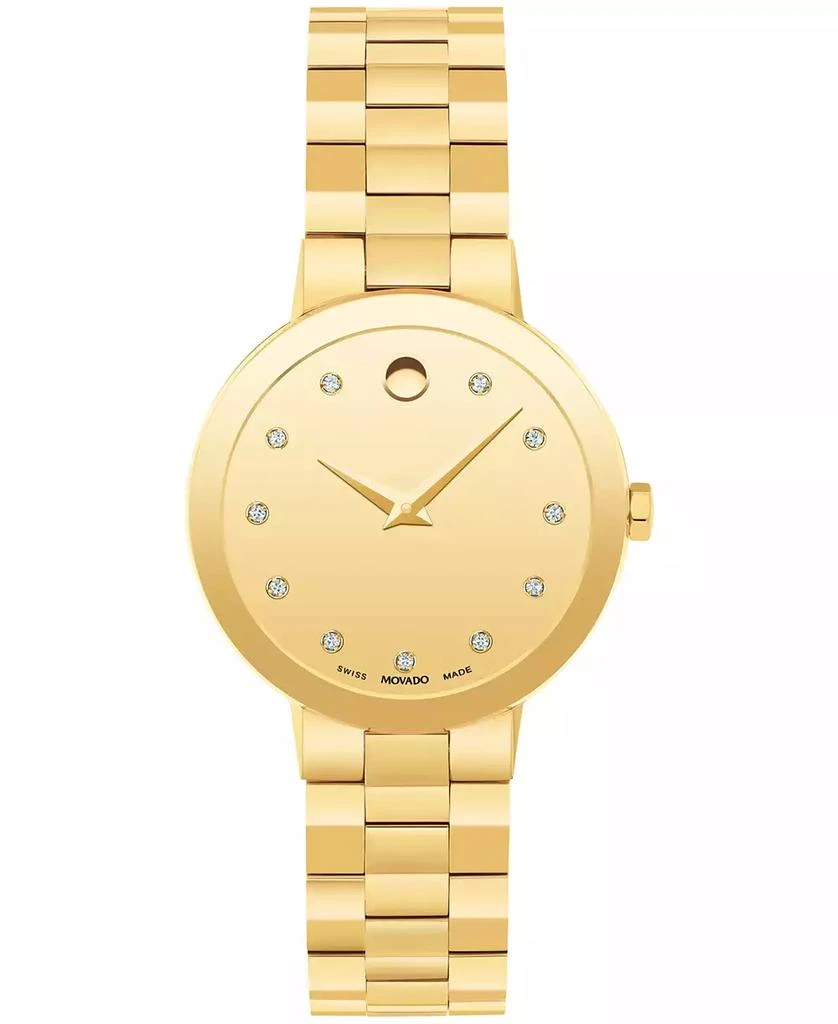 Movado Women's Sapphire Swiss Quartz Yellow Pvd Diamond Accent Watch 28mm 1