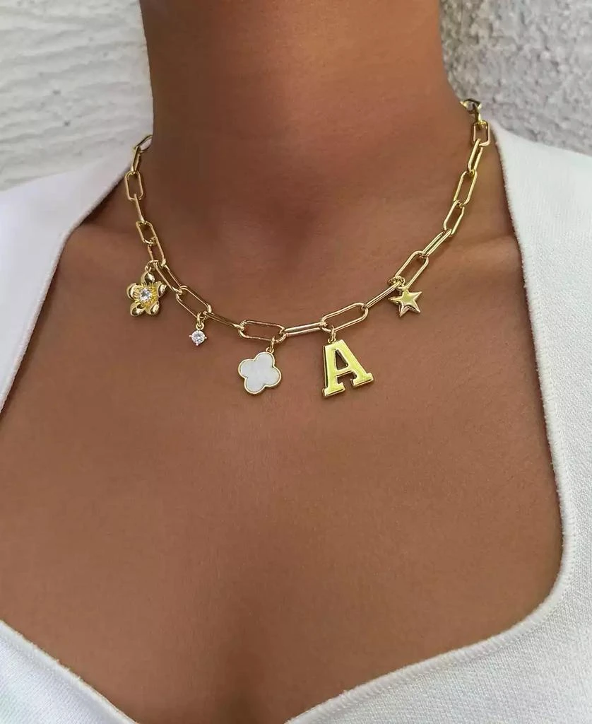 ADORNIA Gold Initial Chunky Charm Necklace 5
