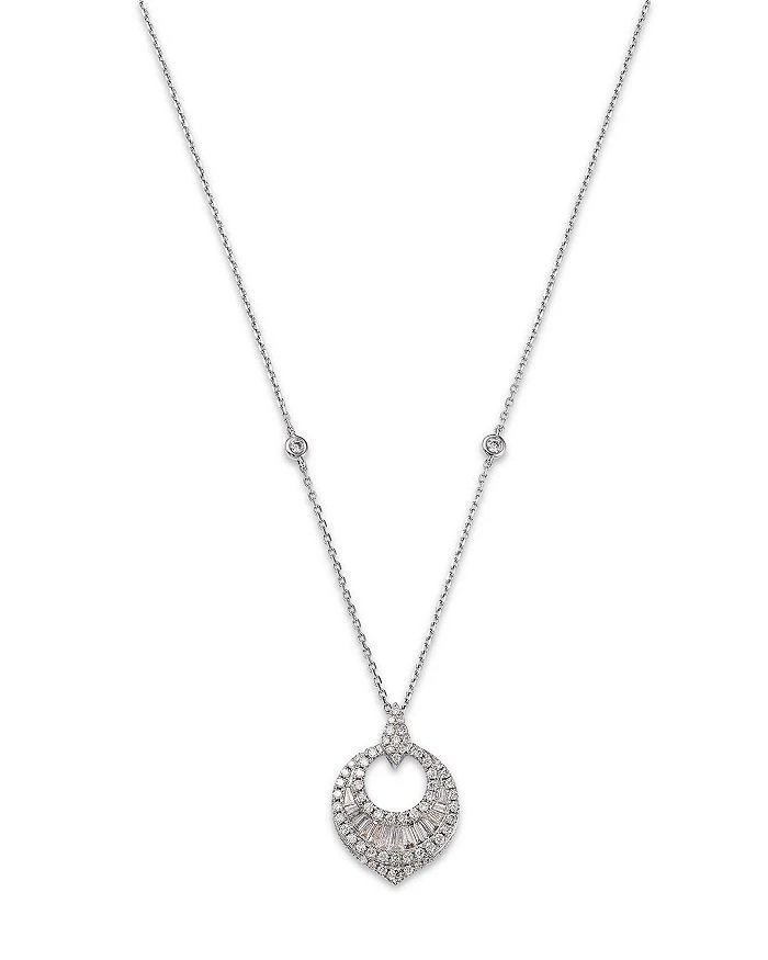 Bloomingdale's Diamond Round & Baguette Pendant Necklace in 14K White Gold, 0.65 ct. t.w. 1