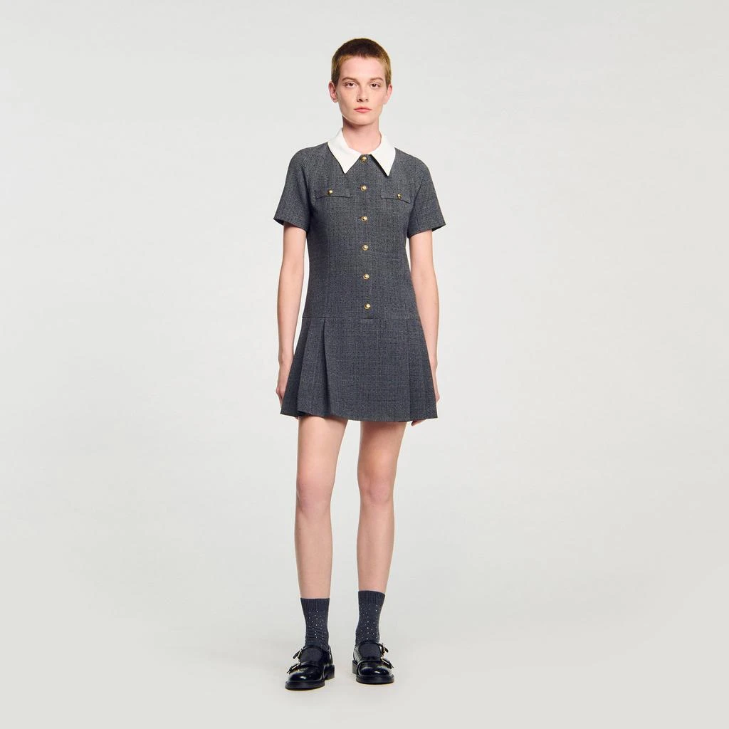 Sandro Mini pleated dress with rhinestones 1