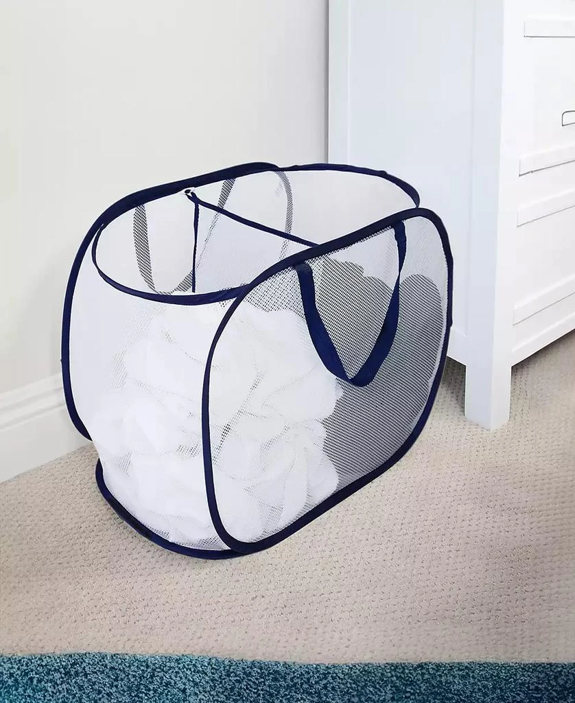Smart Design Deluxe Mesh Pop-Up 2-Compartment Laundry Sorter Hamper - 23" x 15" 2