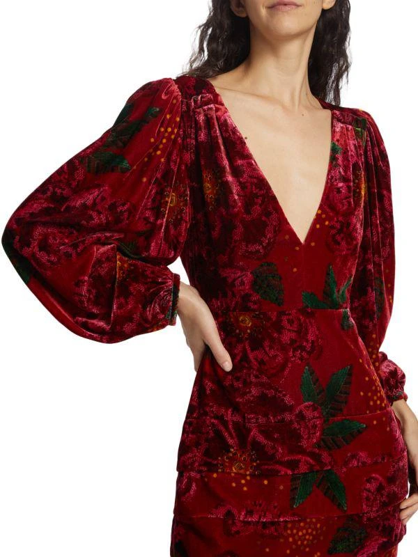 Farm Rio Shiny Flowers Velvet Minidress 4