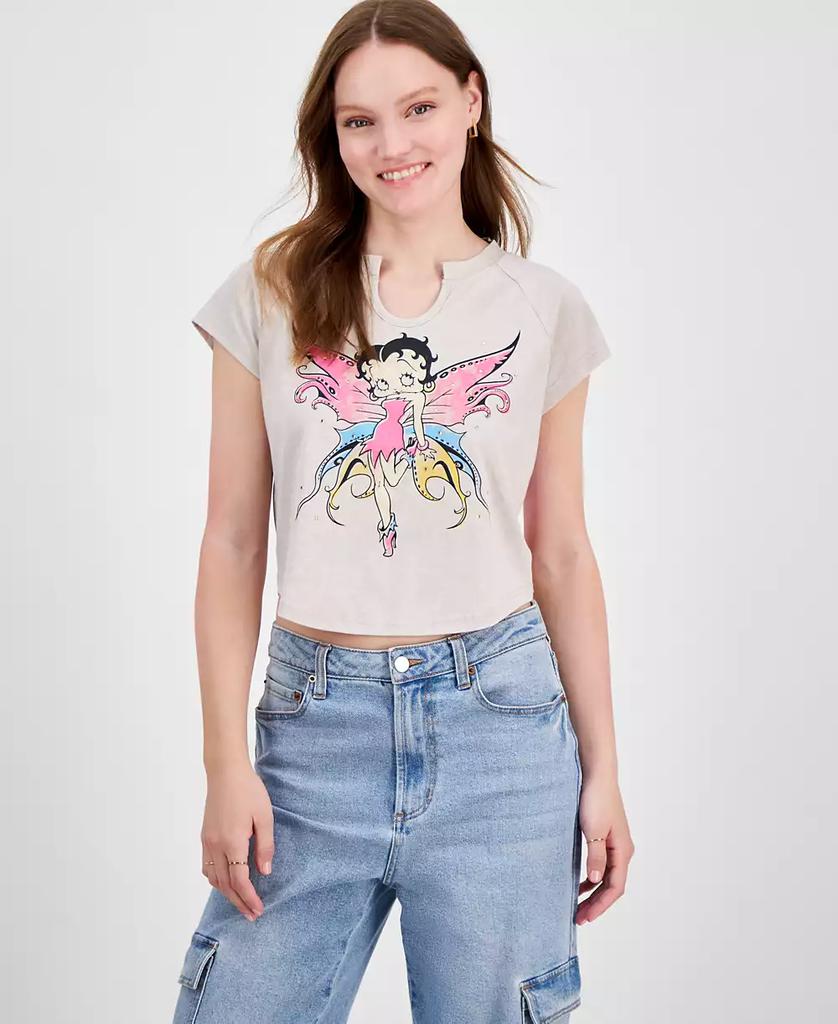 Freeze 24-7 Juniors' Betty Boop Embellished Raglan Baby Tee