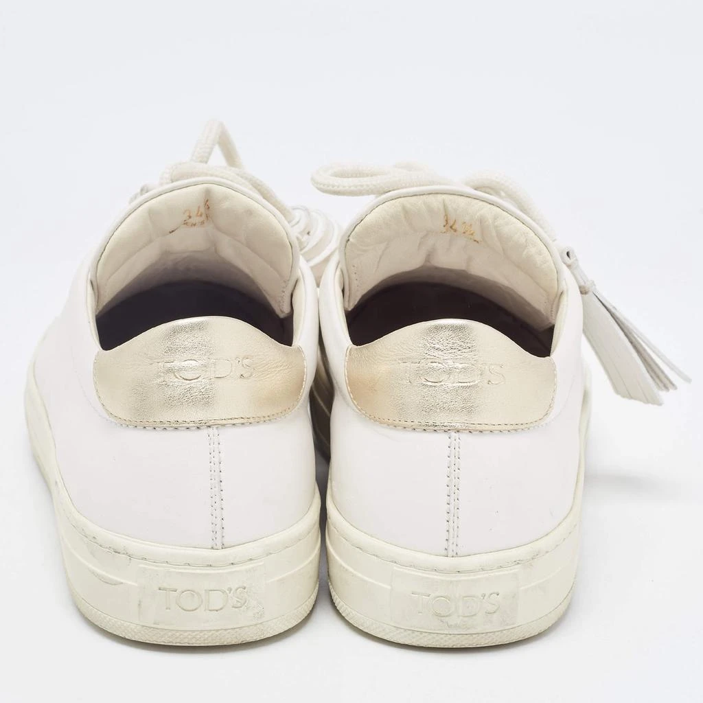 Tod's Tod's White Leather Tassel Lace Up Sneakers Size 34.5 5