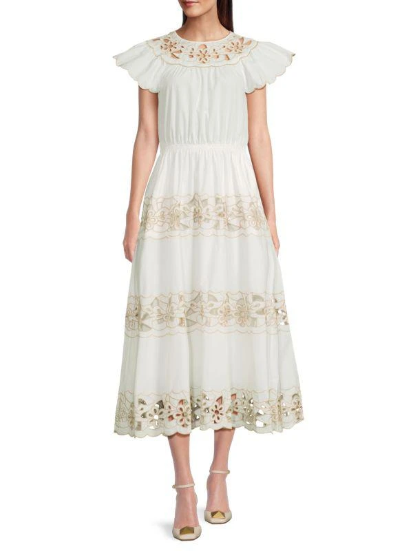 chinese dress ladies Red Valentino beige lace strappy dress with bow - BOPF