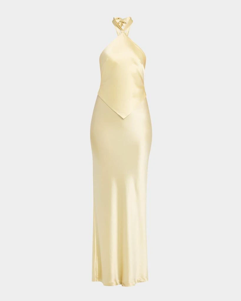 retrofête Ester Backless Halter Satin Gown 1