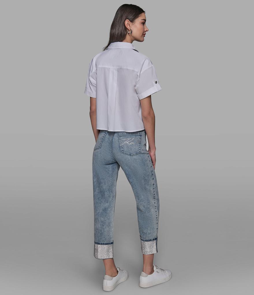 Karl Lagerfeld Paris POPLIN BUTTON FRONT TOP