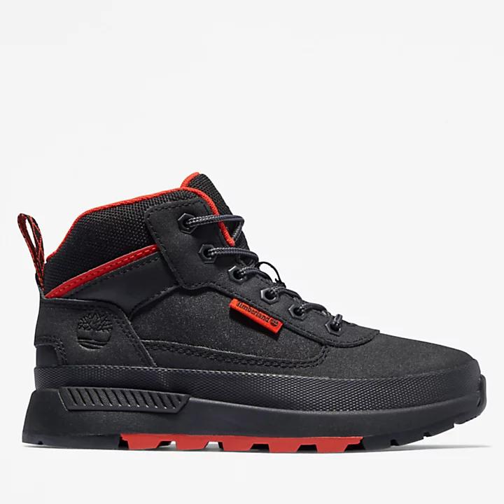 Timberland Field Trekker Hiking Boot for Youth in Black/Red