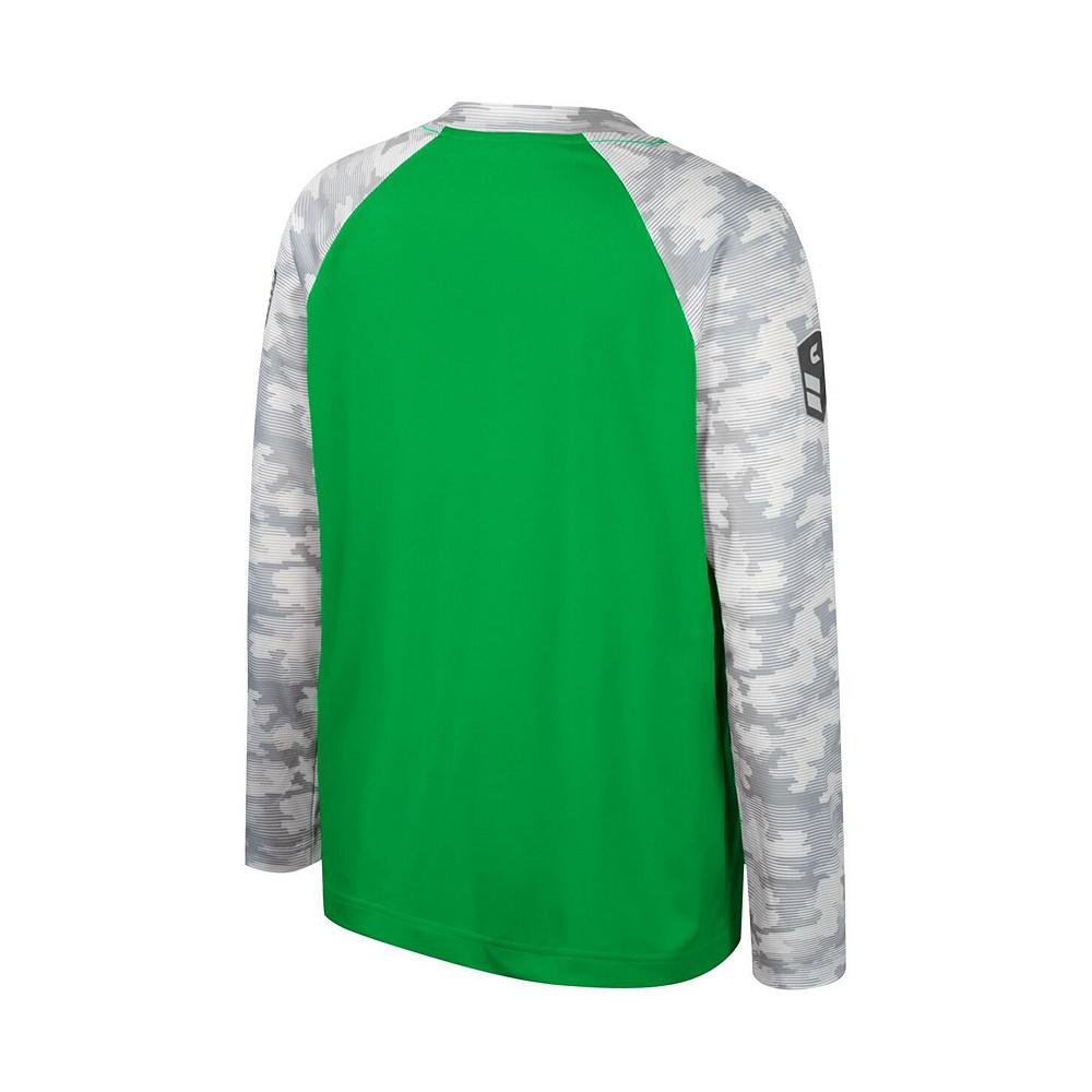 Colosseum Big Boys Green, Camo Oregon Ducks OHT Military-Inspired Appreciation Dark Star Raglan Long Sleeve T-shirt