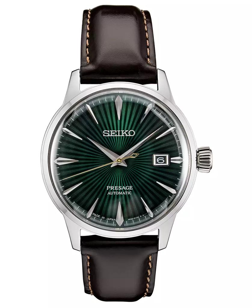 Seiko Men's Automatic Presage Brown Leather Strap Watch 40.5mm