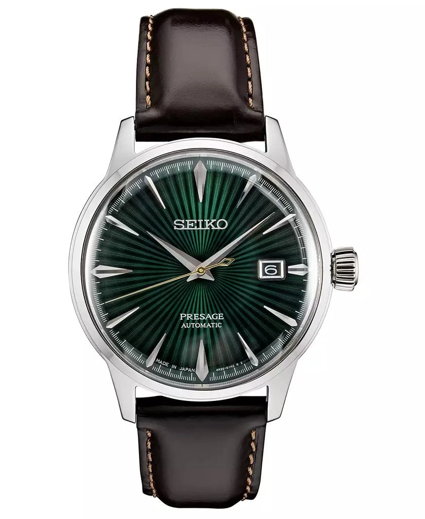 Seiko Men's Automatic Presage Brown Leather Strap Watch 40.5mm 1