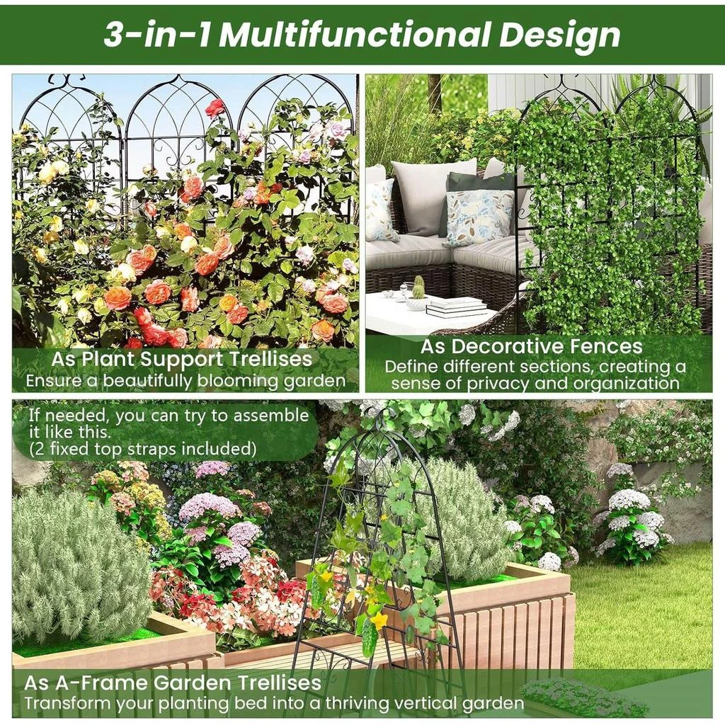 QuikFurn Set of 2 - 6-Ft Heavy Duty Outdoor Galvanized Metal Garden Trellis 4